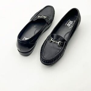 SAS Metro Tripad Black Patent Leather Comfort Footbed Slip On Loafers, Size 7